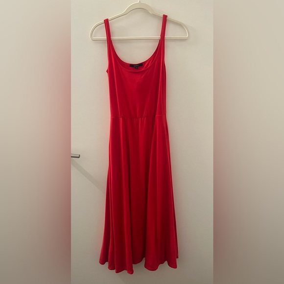 Quince Tencel Jersey Fit & Flare Dress Red XS - Picture 2 of 3